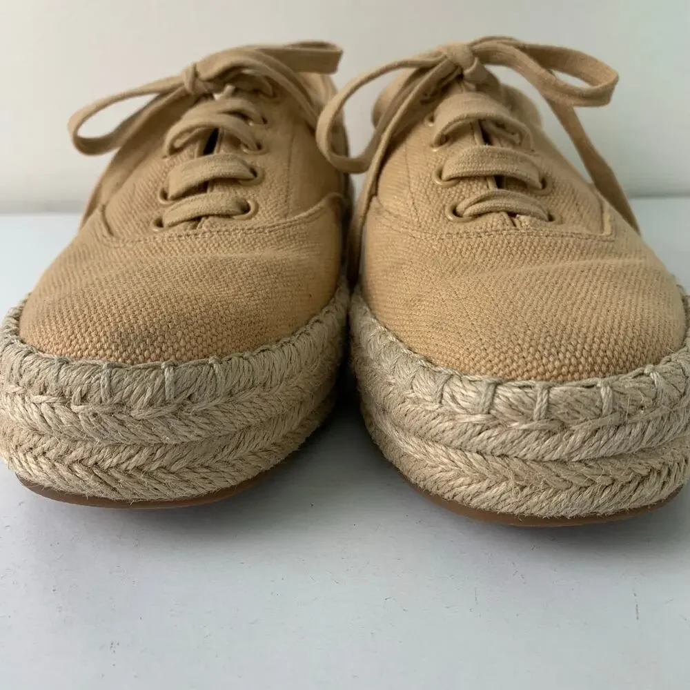 Vince Size 8 Women's Ursa Organic Canvas Espadrille Platform Sneakers Shoes